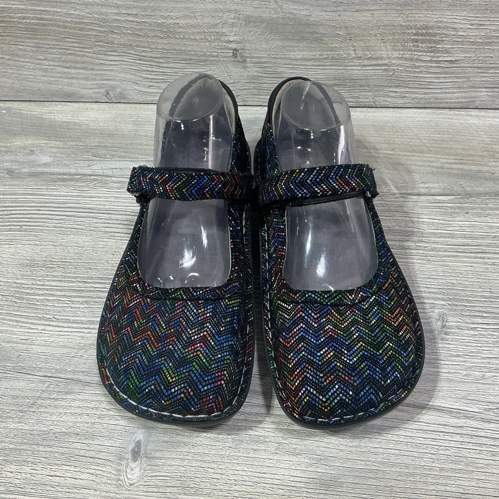 Alegria Belle Ric Rack Rainbow EU 41 US 10.5 Colorful Chevron Mary Janes Vegan - Picture 2 of 12